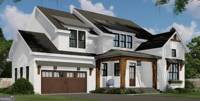 720 Tucker Trl, Bremen, GA 30110 - modern farmhouse style home featuring an attached garage, a front yard, and driveway