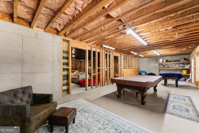 5176 Glen Forrest Dr, Flowery Branch, GA 30542 - playroom with billiards table and concrete floors