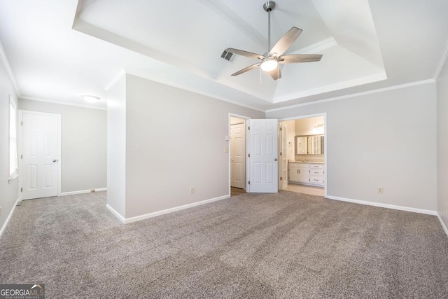 757 Silver Springs Dr, Macon, GA 31210 - unfurnished bedroom featuring a raised ceiling, baseboards, carpet, and ornamental molding