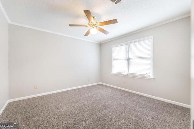 757 Silver Springs Dr, Macon, GA 31210 - carpeted empty room with ceiling fan, baseboards, and ornamental molding