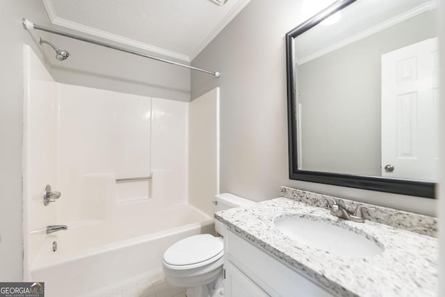 757 Silver Springs Dr, Macon, GA 31210 - full bathroom featuring crown molding, vanity, toilet, and shower / bath combination
