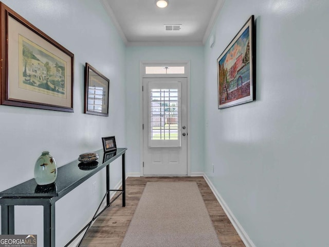 103 Crowley Dr, Calhoun, GA 30701 - doorway with wood finished floors and ornamental molding