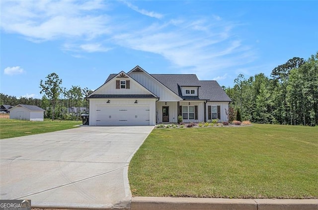 461 Barnwood, Rockmart, GA 30153 - modern inspired farmhouse with concrete driveway, a front lawn, and an attached garage