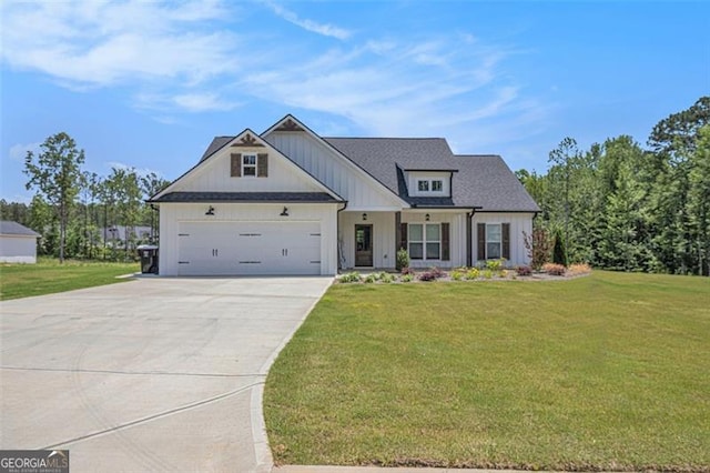 461 Barnwood, Rockmart, GA 30153 - modern inspired farmhouse with driveway, a garage, a front lawn, and board and batten siding