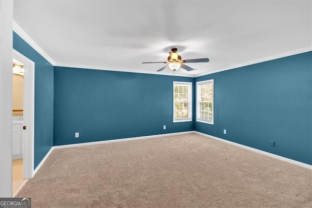 3544 Chestatee Dr, Marietta, GA 30062 - carpeted spare room featuring ceiling fan, crown molding, and baseboards