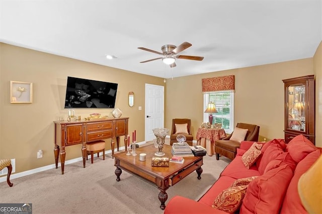 3544 Chestatee Dr, Marietta, GA 30062 - living area with ceiling fan, light carpet, and baseboards