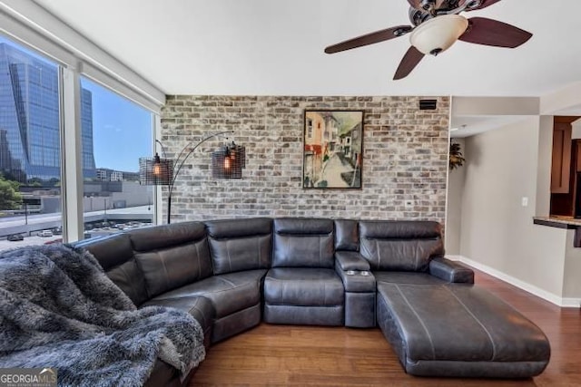 3338 Peachtree Rd NE Unit 508, Atlanta, GA 30326 - living area with wood finished floors and ceiling fan