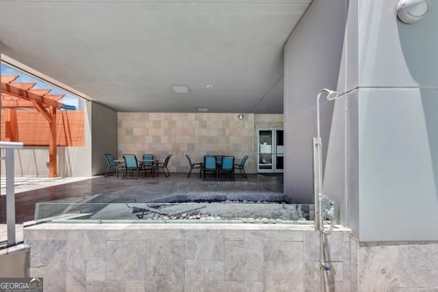 3338 Peachtree Rd NE Unit 508, Atlanta, GA 30326 - view of patio / terrace with outdoor dining area and a pergola