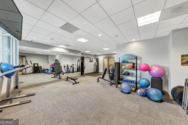3338 Peachtree Rd NE Unit 508, Atlanta, GA 30326 - gym with carpet floors and a drop ceiling