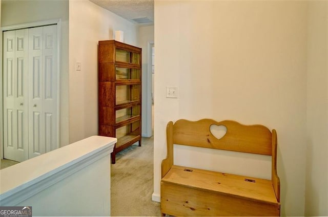 809 Longbranch Ln, Douglasville, GA 30134 - hallway with light carpet and a textured ceiling