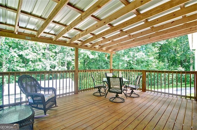 809 Longbranch Ln, Douglasville, GA 30134 - wooden terrace featuring outdoor dining area