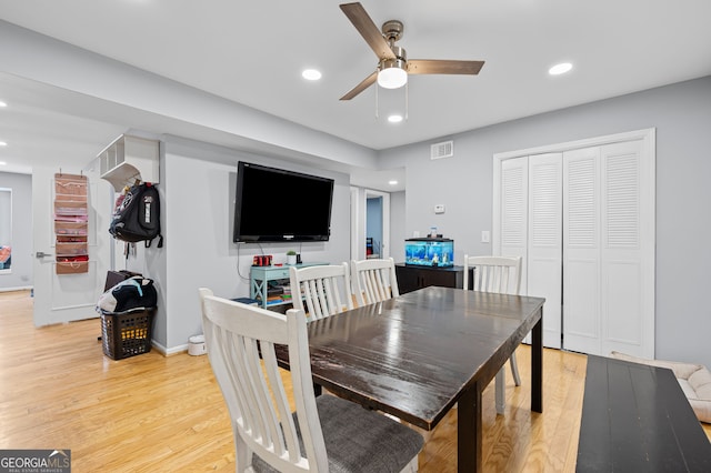 6851 Roswell Rd Unit E4, Sandy Springs, GA 30328 - dining area featuring ceiling fan, light wood finished floors, recessed lighting, and baseboards