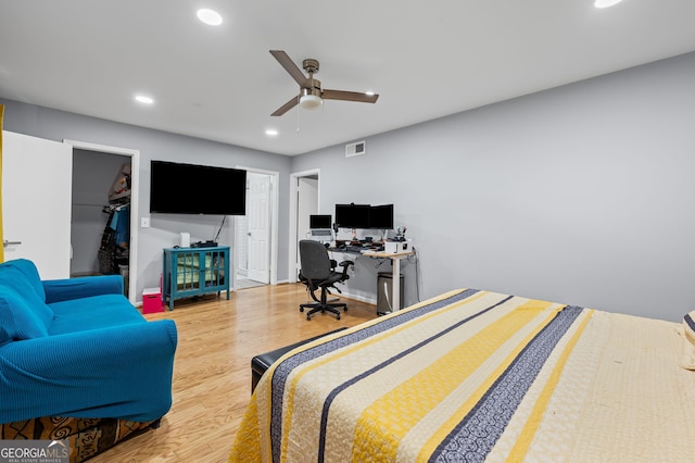 6851 Roswell Rd Unit E4, Sandy Springs, GA 30328 - bedroom with wood finished floors, recessed lighting, and ceiling fan