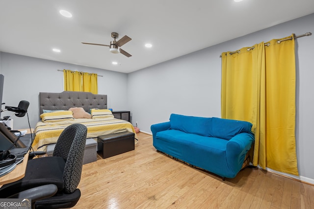 6851 Roswell Rd Unit E4, Sandy Springs, GA 30328 - bedroom featuring wood finished floors, a ceiling fan, recessed lighting, and baseboards