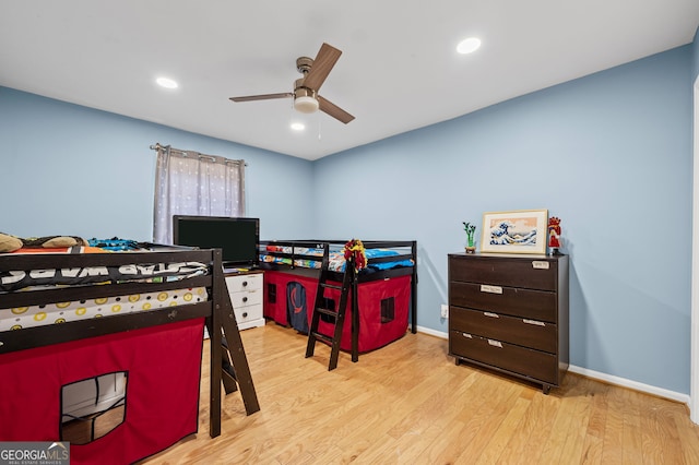 6851 Roswell Rd Unit E4, Sandy Springs, GA 30328 - bedroom featuring wood finished floors, baseboards, ceiling fan, and recessed lighting