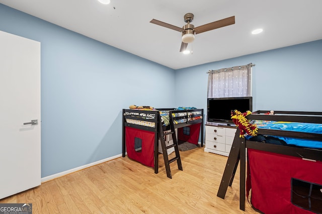 6851 Roswell Rd Unit E4, Sandy Springs, GA 30328 - bedroom with wood finished floors, baseboards, ceiling fan, and recessed lighting