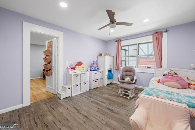 6851 Roswell Rd Unit E4, Sandy Springs, GA 30328 - bedroom with wood finished floors, recessed lighting, ceiling fan, and baseboards