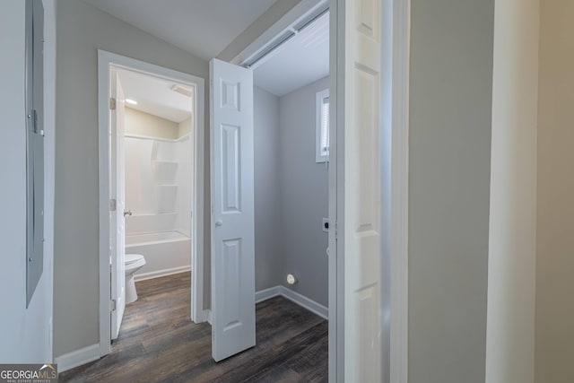 3107 Hendrix Cir SW, Covington, GA 30014 - corridor with dark wood-type flooring and baseboards