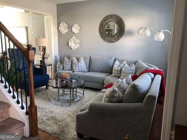 3692 Ramsey Cir, Atlanta, GA 30331 - living area featuring stairs and wood finished floors