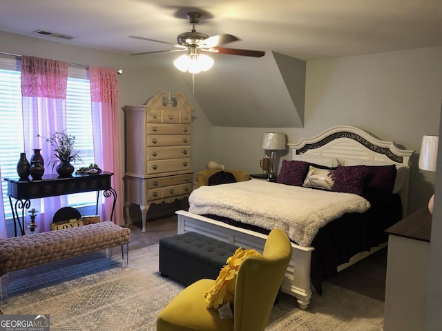 3692 Ramsey Cir, Atlanta, GA 30331 - bedroom featuring a ceiling fan and vaulted ceiling