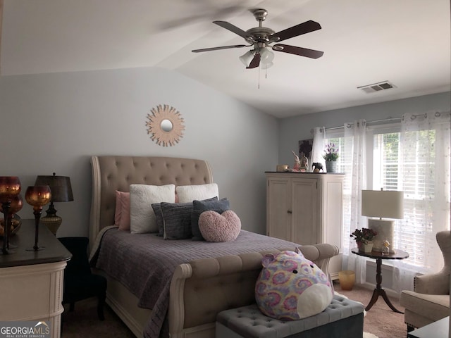 3692 Ramsey Cir, Atlanta, GA 30331 - bedroom featuring lofted ceiling, light colored carpet, and a ceiling fan