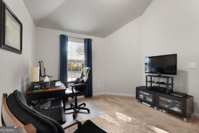 1412 Short Ct, Mcdonough, GA 30252 - carpeted office space featuring vaulted ceiling and baseboards