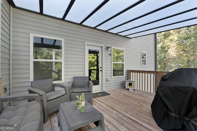 1412 Short Ct, Mcdonough, GA 30252 - wooden terrace with a pergola and grilling area