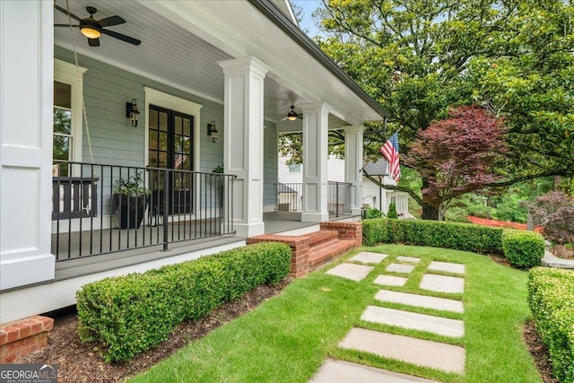 4048 Navajo Trl NE, Brookhaven, GA 30319 - view of yard with ceiling fan and covered porch