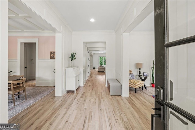 4048 Navajo Trl NE, Brookhaven, GA 30319 - entrance foyer featuring light wood finished floors and crown molding