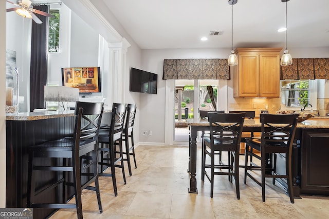 960 Pebblestone Ct, Alpharetta, GA 30009 - dining room with baseboards, ceiling fan, and recessed lighting