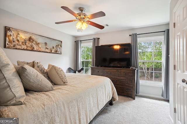 960 Pebblestone Ct, Alpharetta, GA 30009 - bedroom featuring light colored carpet and a ceiling fan