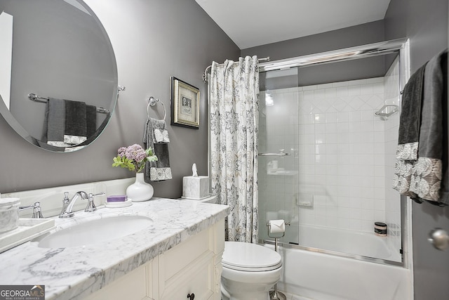 960 Pebblestone Ct, Alpharetta, GA 30009 - bathroom with vanity, shower / bathtub combination with curtain, and toilet