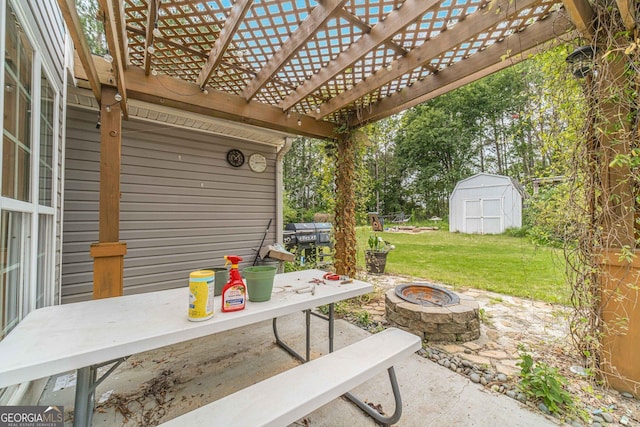 123 Chippewa Run, Auburn, GA 30011 - view of patio with an outdoor fire pit, a pergola, and a grill
