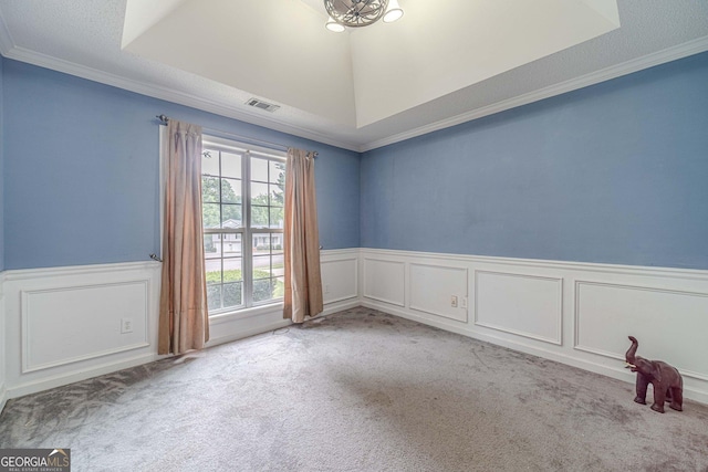 123 Chippewa Run, Auburn, GA 30011 - carpeted empty room with a wainscoted wall, crown molding, and a decorative wall