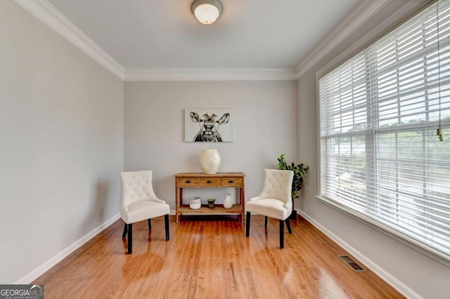 475 Bayswater Way, Suwanee, GA 30024 - sitting room featuring ornamental molding and light wood finished floors