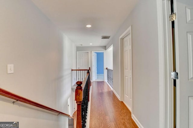 475 Bayswater Way, Suwanee, GA 30024 - corridor featuring an upstairs landing, wood finished floors, and recessed lighting