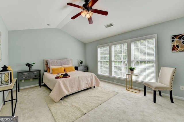475 Bayswater Way, Suwanee, GA 30024 - bedroom featuring carpet flooring, lofted ceiling, and a ceiling fan