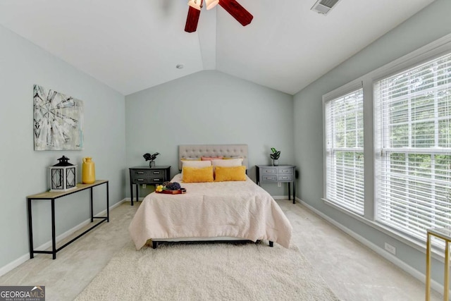 475 Bayswater Way, Suwanee, GA 30024 - carpeted bedroom with lofted ceiling and a ceiling fan