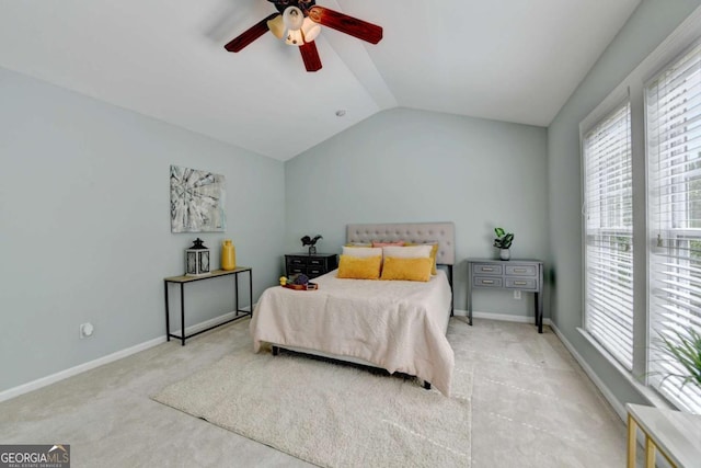 475 Bayswater Way, Suwanee, GA 30024 - bedroom featuring vaulted ceiling, multiple windows, and ceiling fan
