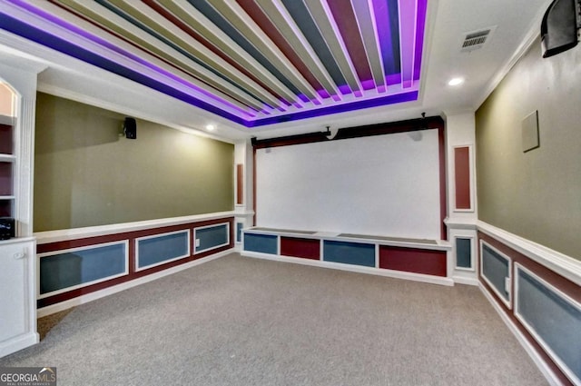 475 Bayswater Way, Suwanee, GA 30024 - cinema with carpet floors, recessed lighting, and crown molding
