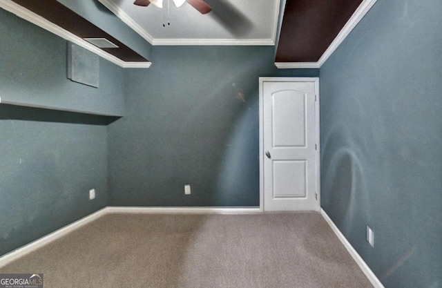 475 Bayswater Way, Suwanee, GA 30024 - carpeted spare room with ornamental molding and ceiling fan
