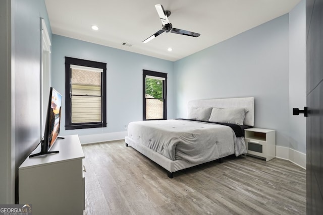 2804 Skyland Dr NE, Brookhaven, GA 30341 - bedroom featuring wood finished floors, baseboards, recessed lighting, and ceiling fan