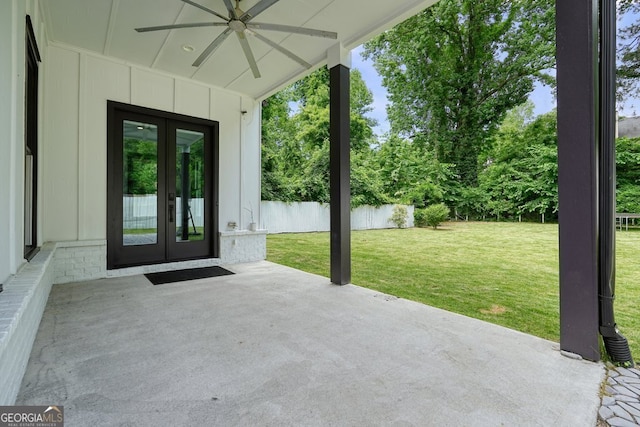 2804 Skyland Dr NE, Brookhaven, GA 30341 - view of patio / terrace with french doors and ceiling fan