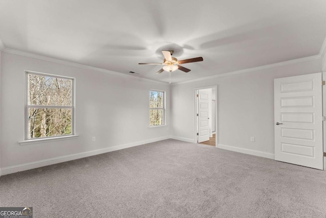 554 Creek Rd, Cornelia, GA 30531 - carpeted spare room with ceiling fan, baseboards, and crown molding