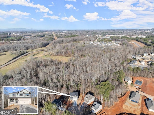 554 Creek Rd, Cornelia, GA 30531 - aerial overview of property's location with property parcel outlined and a forest