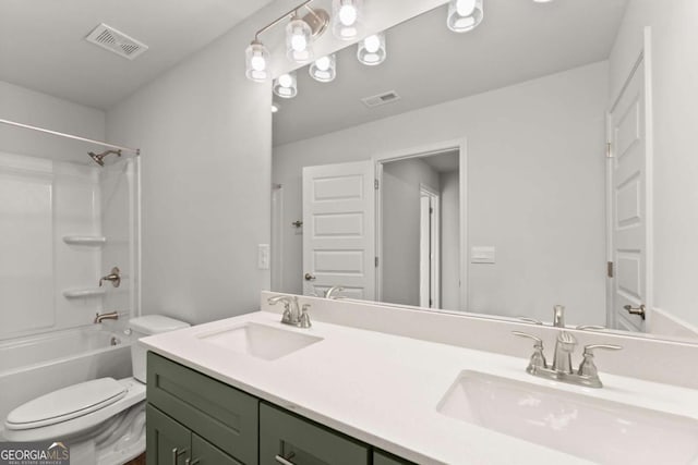 325 Magnolia Villas Dr, Cornelia, GA 30531 - full bathroom with toilet, double vanity, and bathtub / shower combination