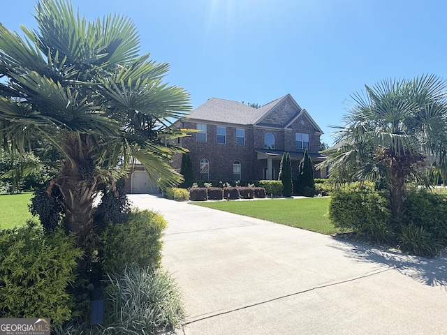 1869 Schofield Dr, Hampton, GA 30228 - view of front facade with concrete driveway, a front lawn, and a garage
