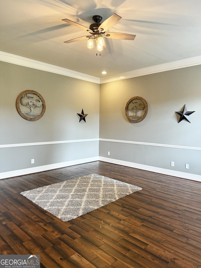 1869 Schofield Dr, Hampton, GA 30228 - empty room with ornamental molding, ceiling fan, wood finished floors, and recessed lighting