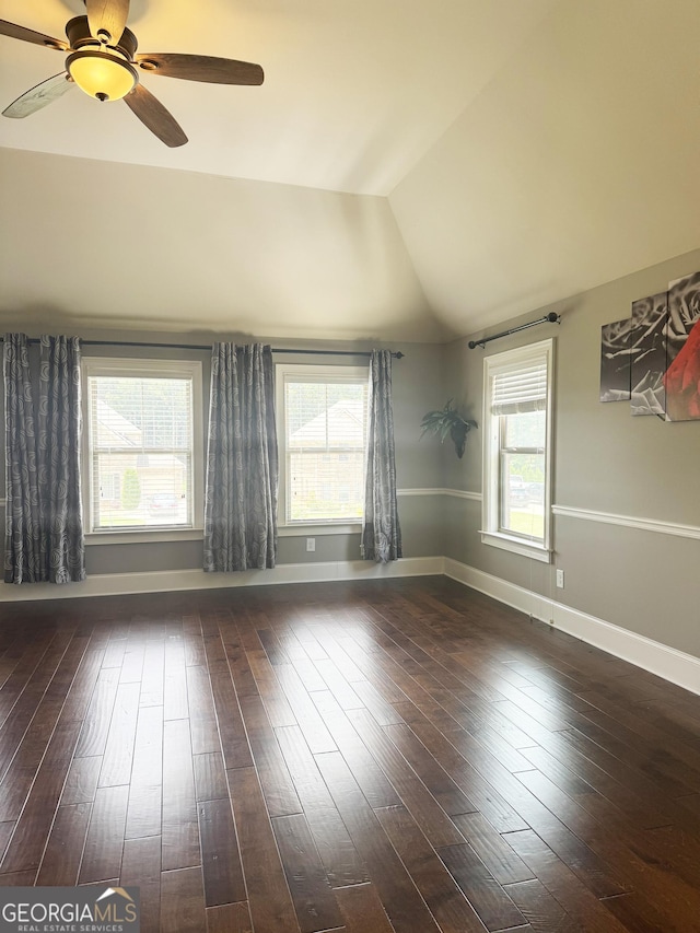 1869 Schofield Dr, Hampton, GA 30228 - spare room with vaulted ceiling, healthy amount of natural light, wood-type flooring, and a ceiling fan