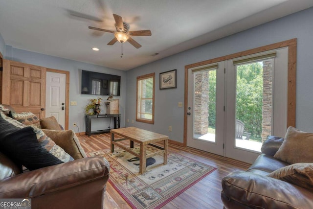 602 Mill Ridge Rd, Hiawassee, GA 30546 - living room with plenty of natural light, a ceiling fan, light wood-style flooring, and recessed lighting